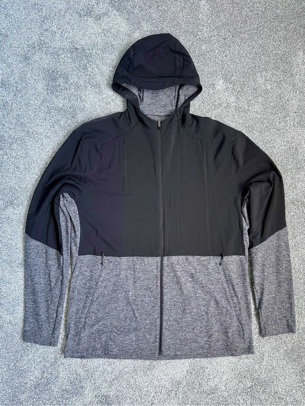 Lululemon Men's Two-Tone Black & Gray Zip Hoodie Jacket